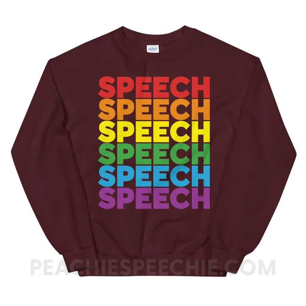 Rainbow Speech Classic Sweatshirt - Maroon / S Hoodies & Sweatshirts peachiespeechie.com