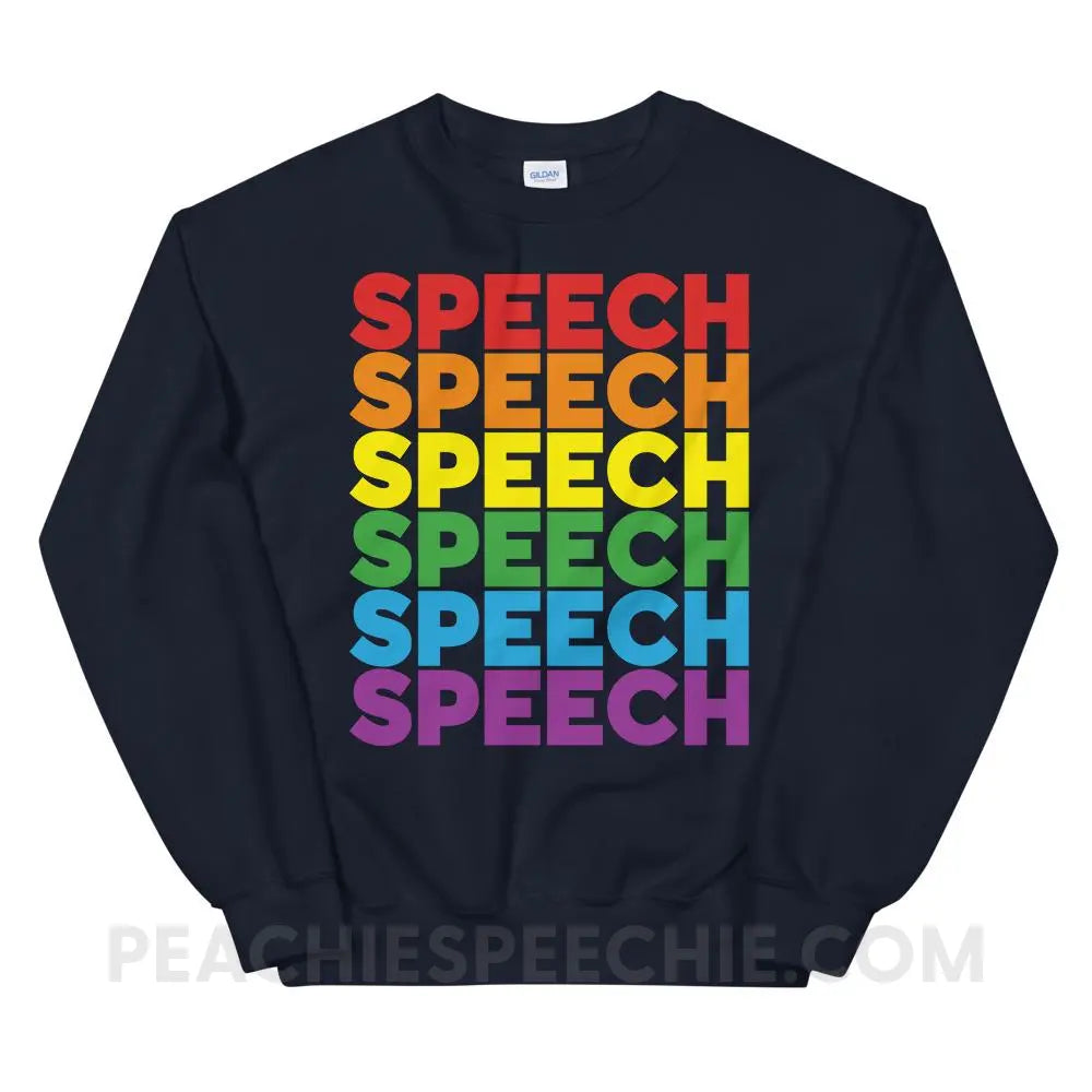 Rainbow Speech Classic Sweatshirt - Navy / S Hoodies & Sweatshirts peachiespeechie.com