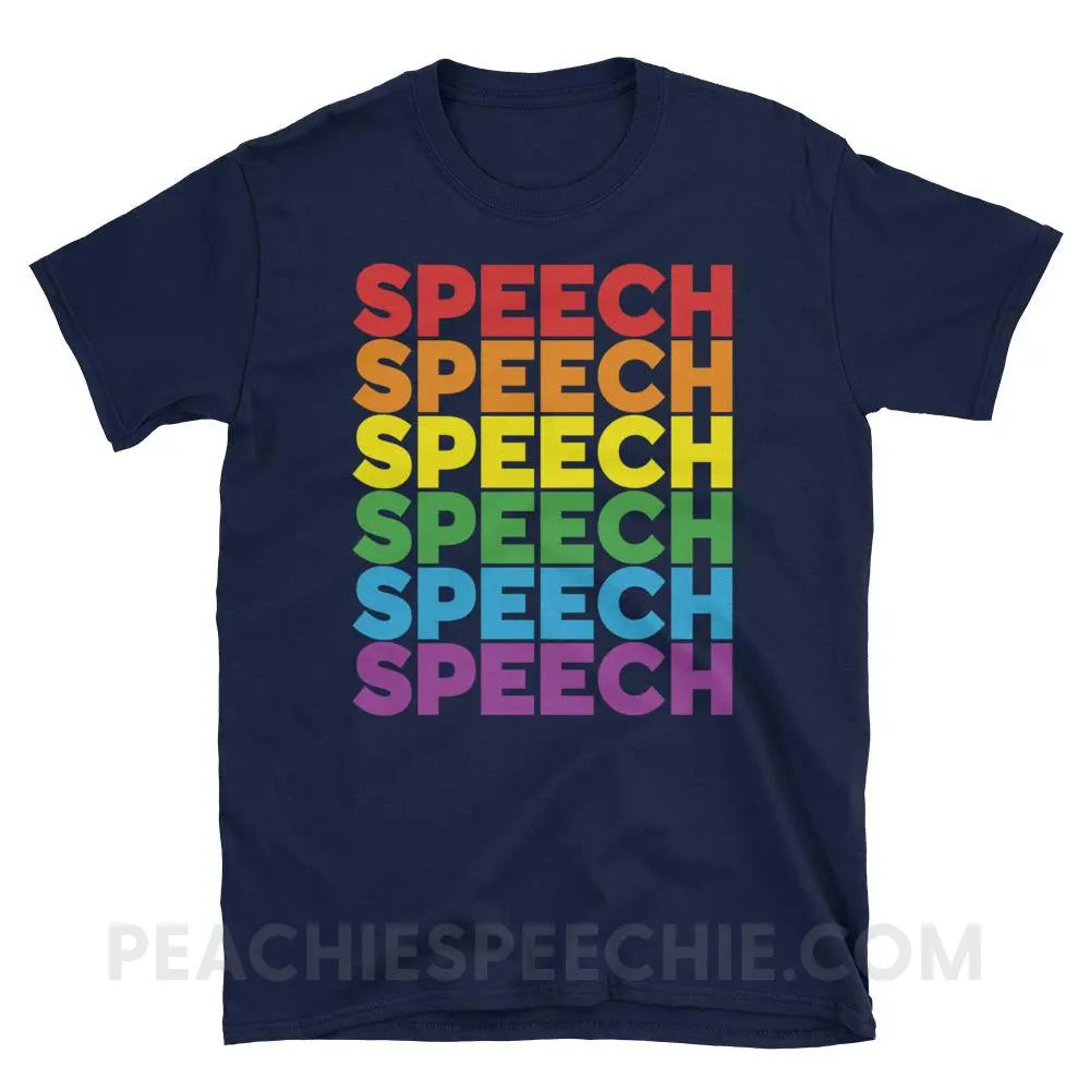Rainbow Speech Classic Tee - Navy / S - T-Shirts & Tops peachiespeechie.com