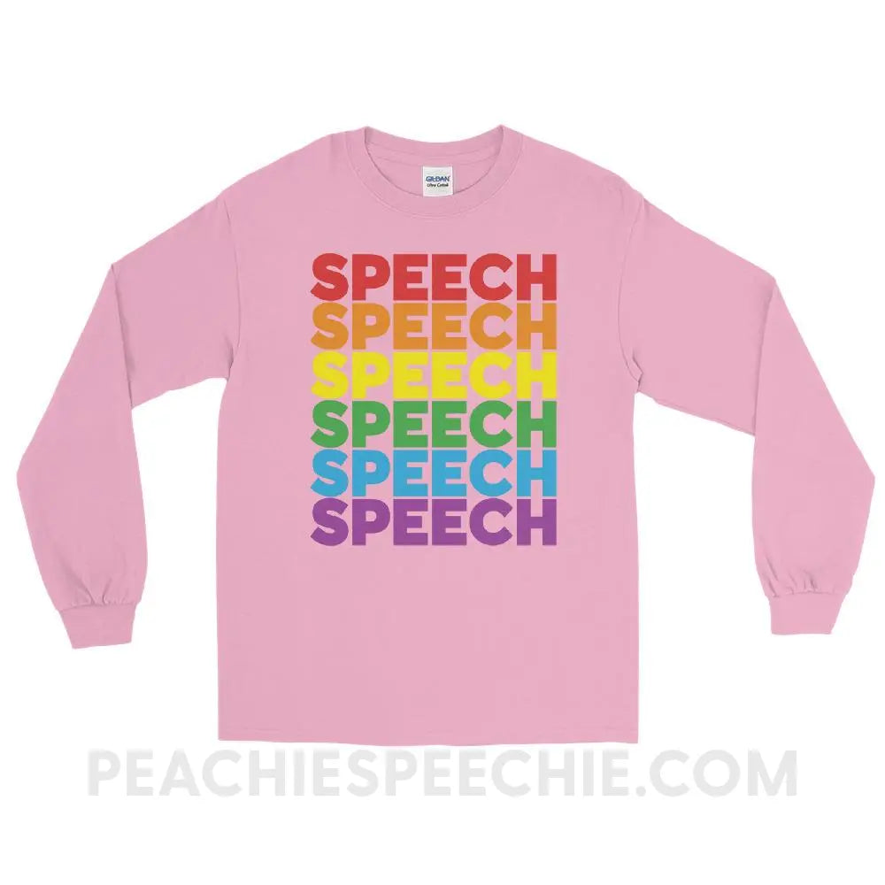 Rainbow Speech Long Sleeve Tee - Light Pink / S - T-Shirts & Tops peachiespeechie.com