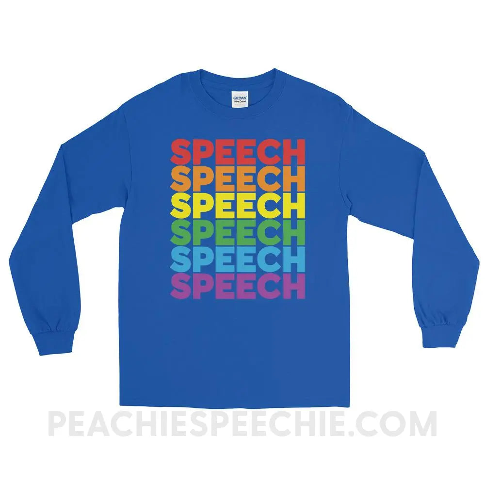 Rainbow Speech Long Sleeve Tee - Royal / S - T-Shirts & Tops peachiespeechie.com