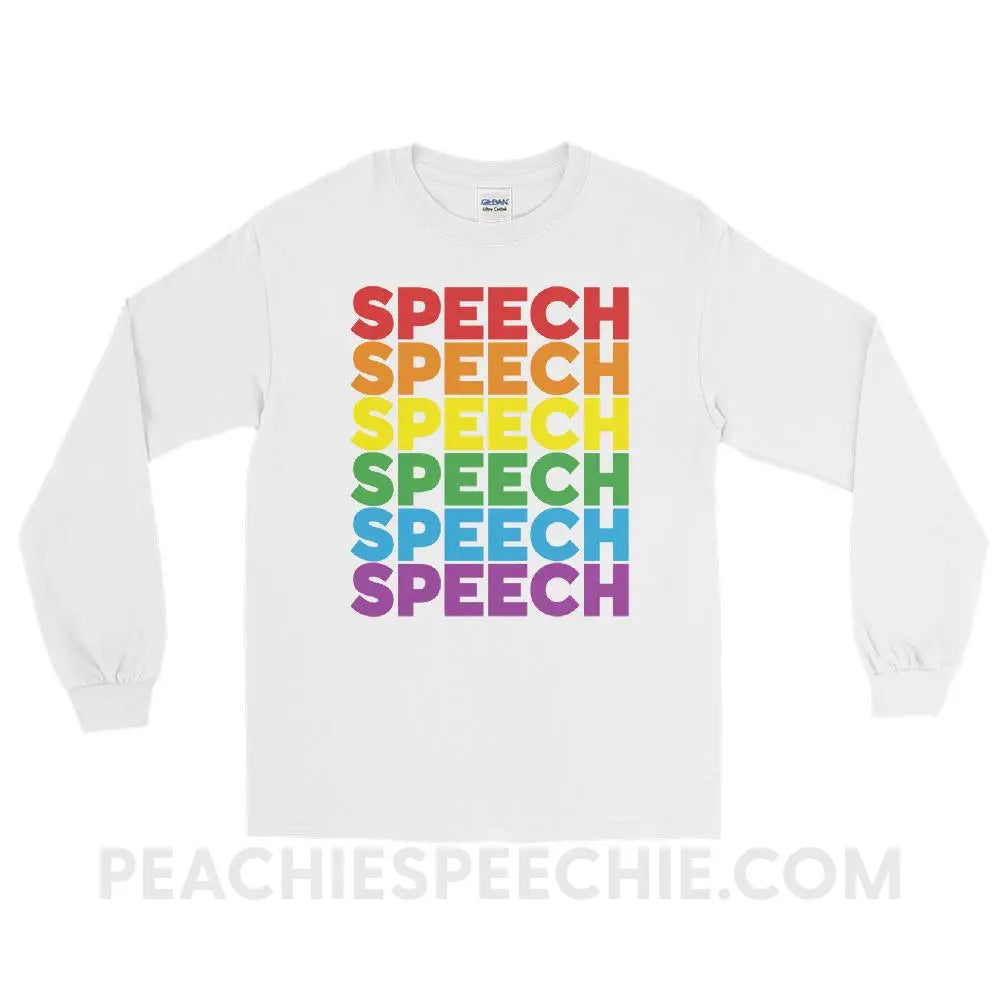 Rainbow Speech Long Sleeve Tee - White / S - T-Shirts & Tops peachiespeechie.com