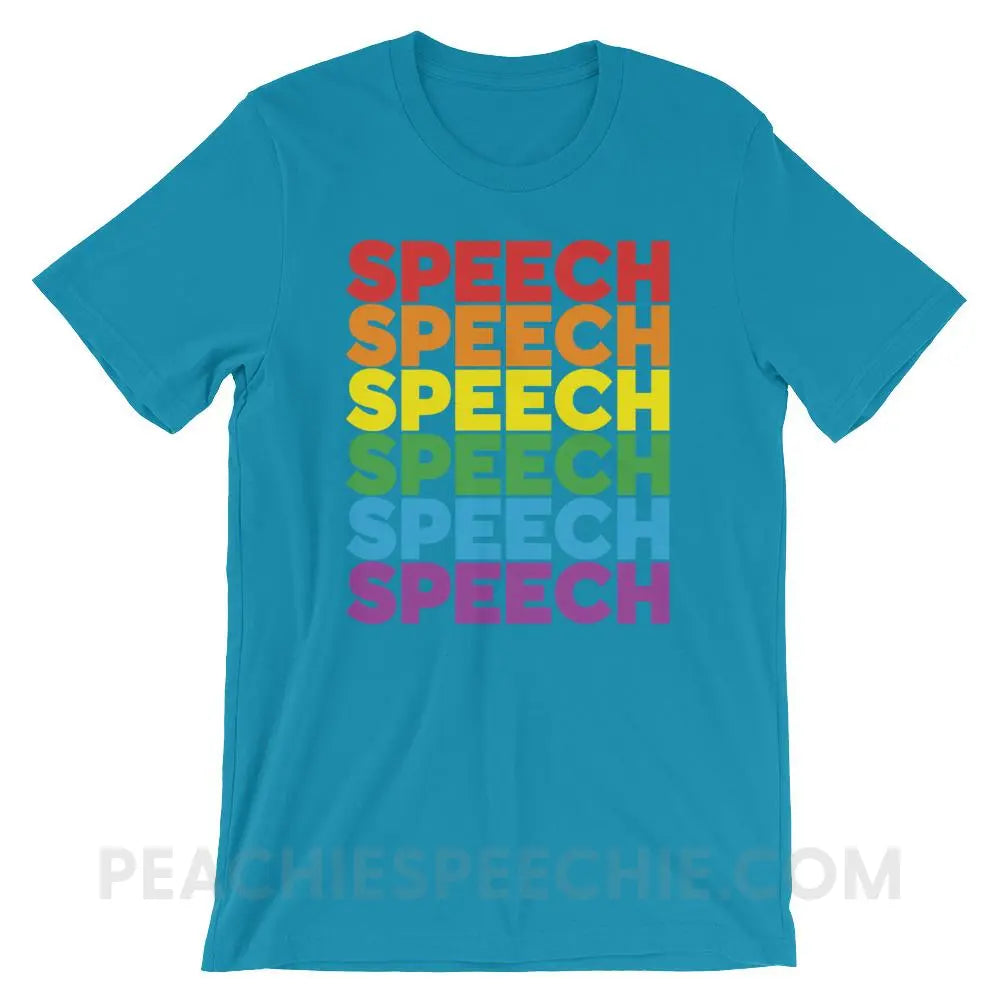 Rainbow Speech Premium Soft Tee - Aqua / S T - Shirts & Tops peachiespeechie.com