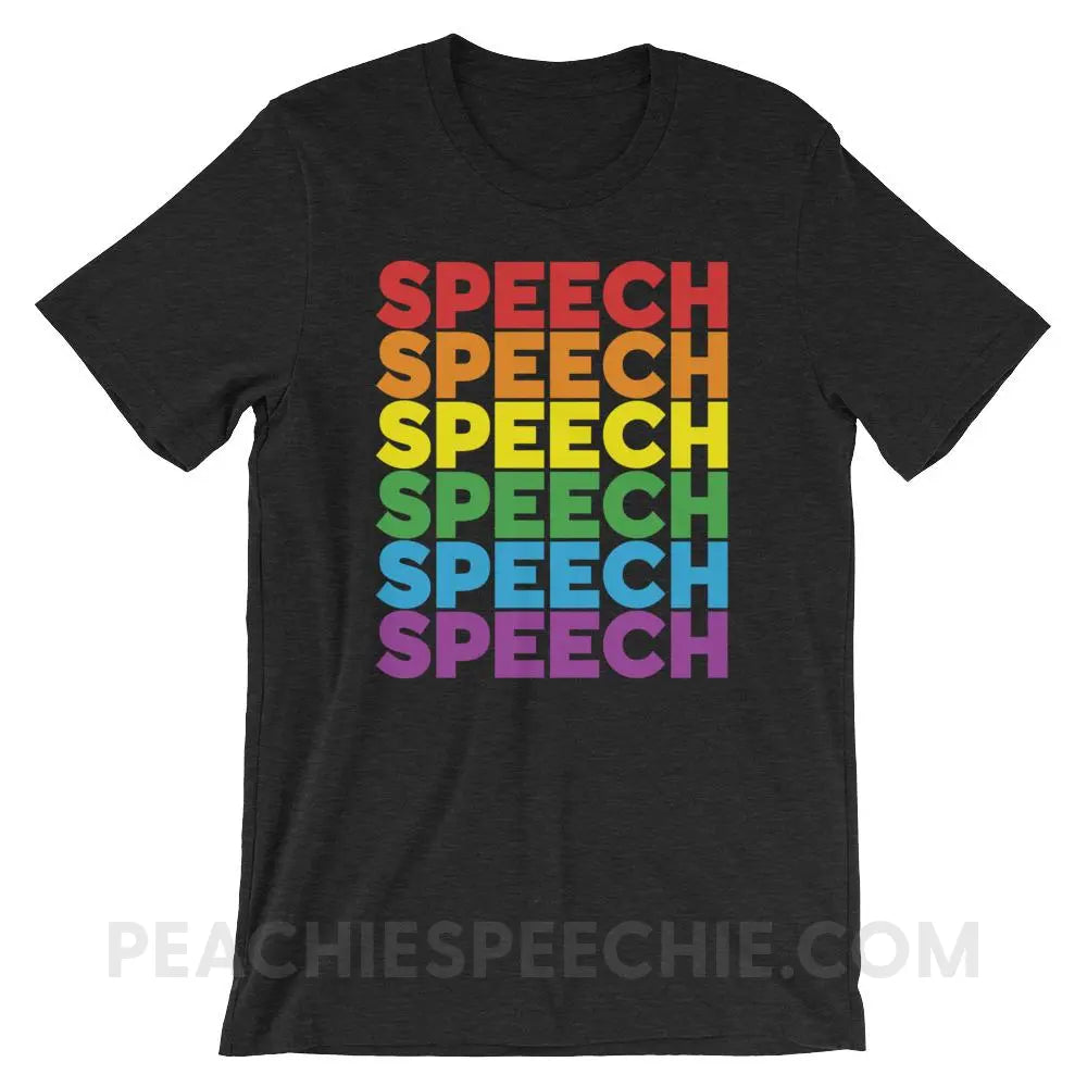 Rainbow Speech Premium Soft Tee - Black Heather / XS T - Shirts & Tops peachiespeechie.com