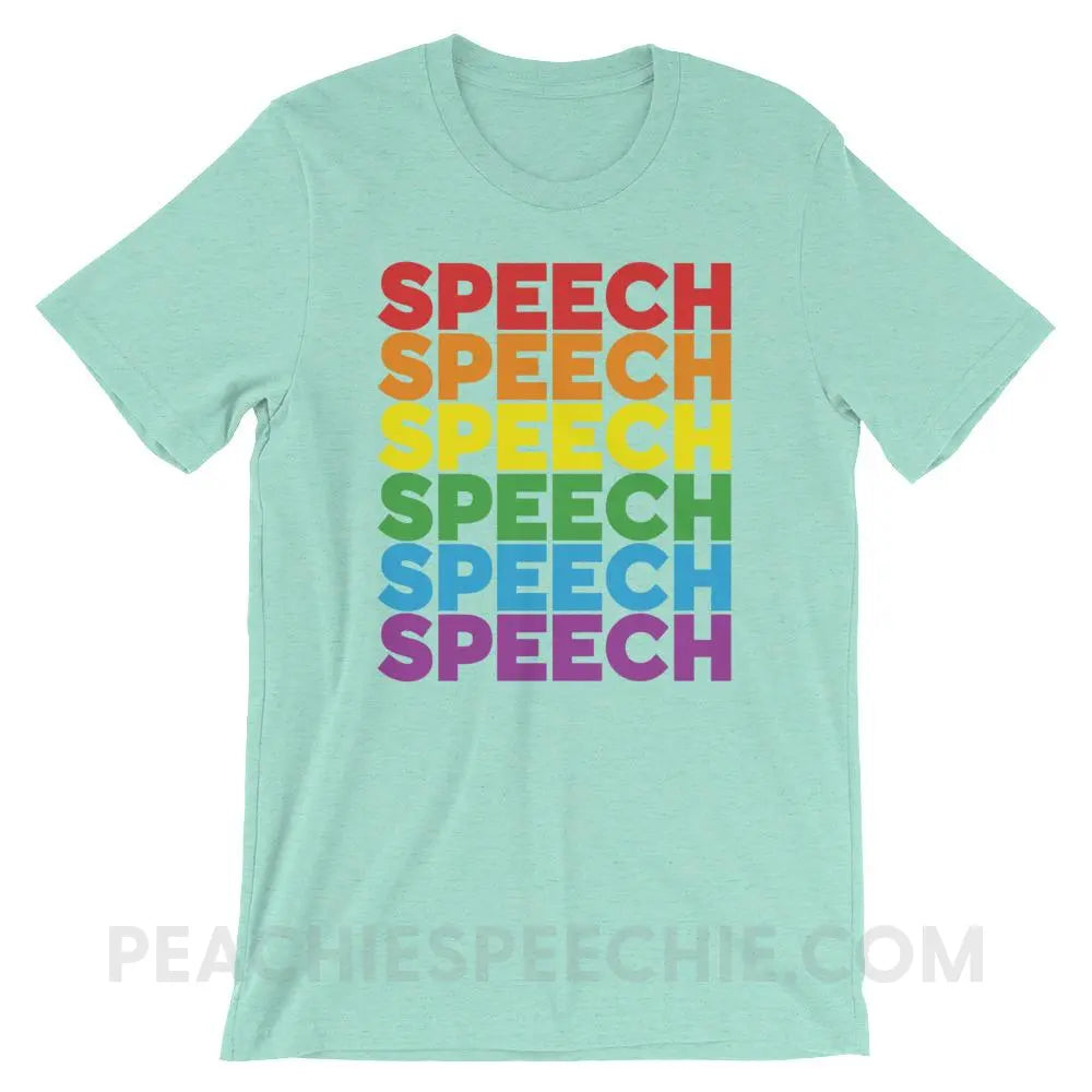 Rainbow Speech Premium Soft Tee - Heather Mint / S T - Shirts & Tops peachiespeechie.com