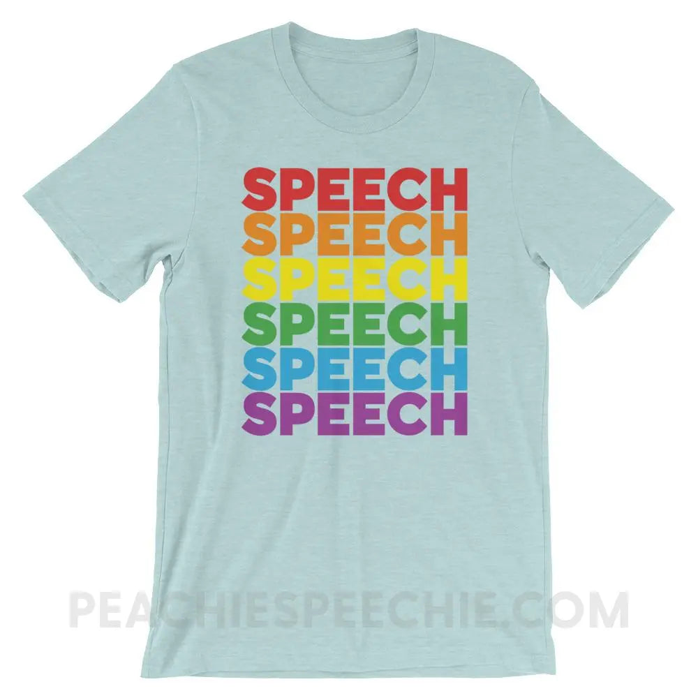 Rainbow Speech Premium Soft Tee - Heather Prism Ice Blue / XS T - Shirts & Tops peachiespeechie.com
