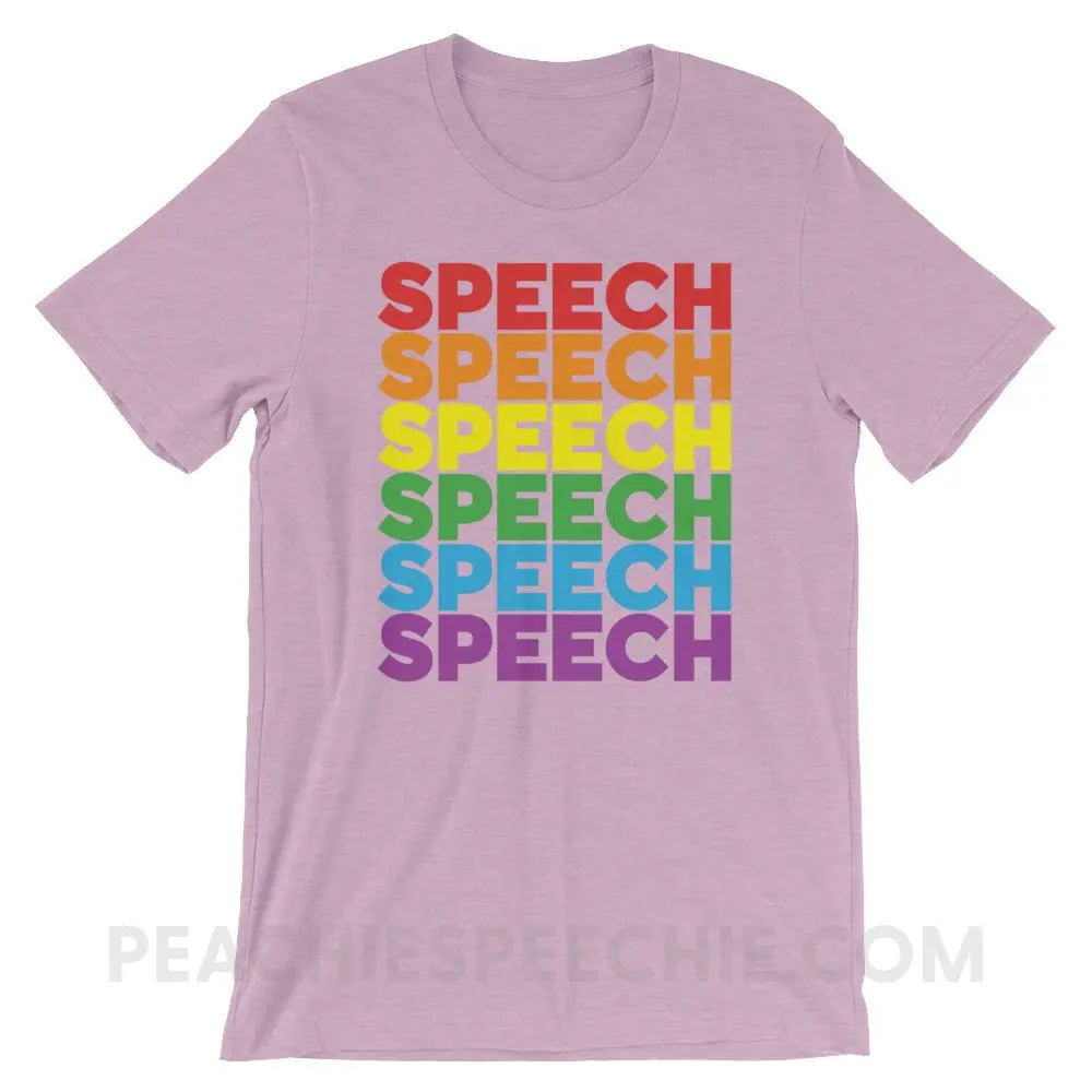 Rainbow Speech Premium Soft Tee - Heather Prism Lilac / XS T - Shirts & Tops peachiespeechie.com