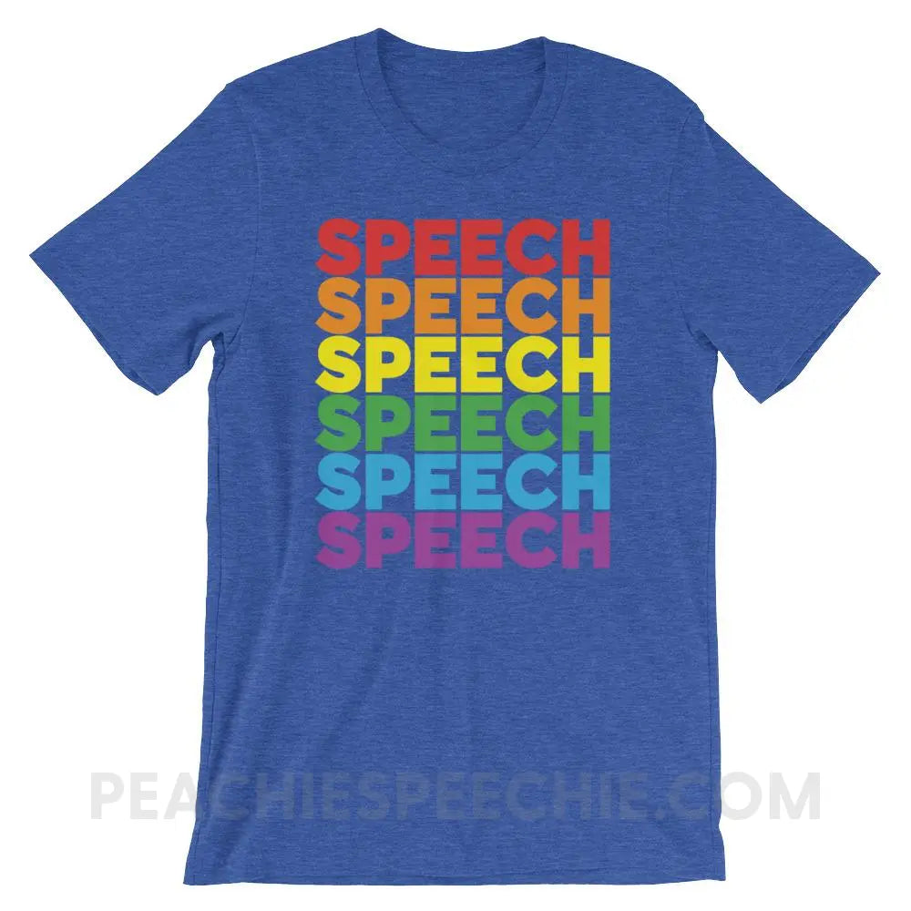 Rainbow Speech Premium Soft Tee - Heather True Royal / S T - Shirts & Tops peachiespeechie.com