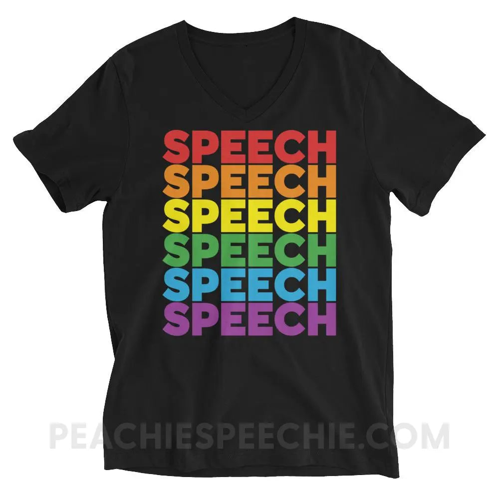 Rainbow Speech Soft V - Neck - Black / XS T - Shirts & Tops peachiespeechie.com