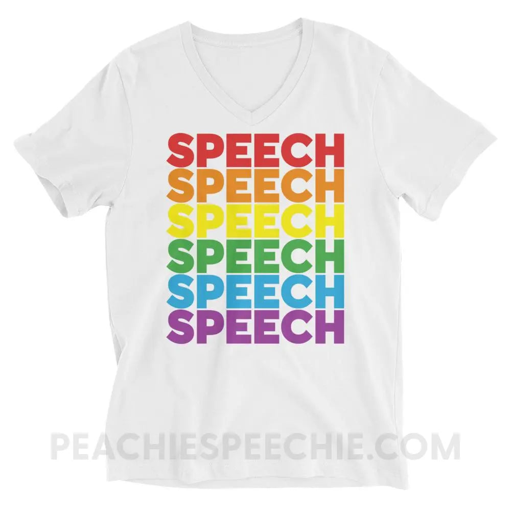 Rainbow Speech Soft V - Neck - White / XS T - Shirts & Tops peachiespeechie.com