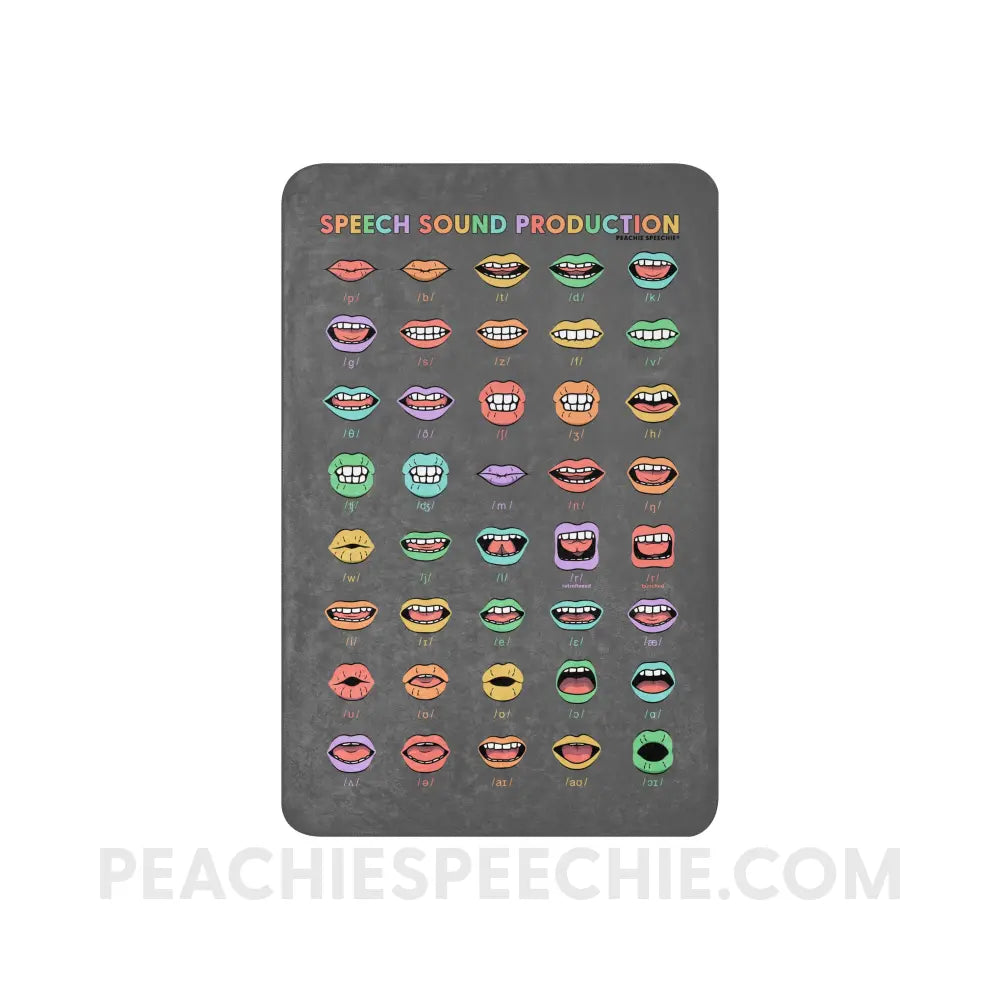 Rainbow Speech Sound Production Sherpa Blanket - 37″×57″ - peachiespeechie.com