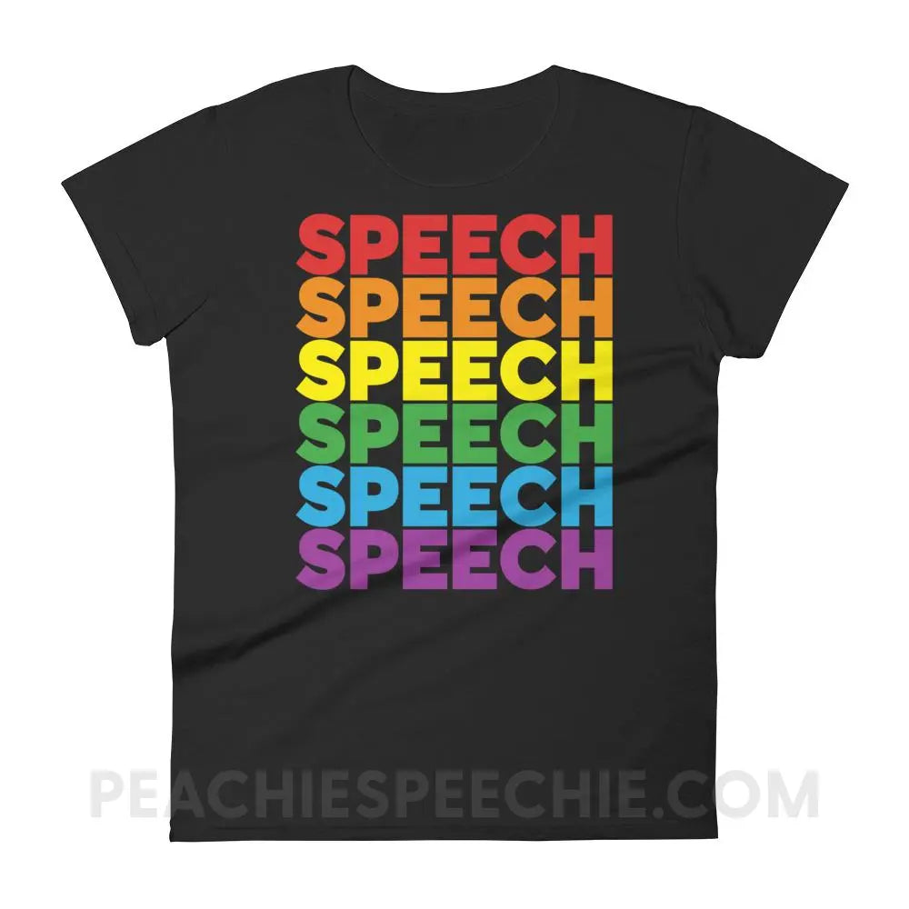 Rainbow Speech Women’s Trendy Tee - Black / S - T-Shirts & Tops peachiespeechie.com