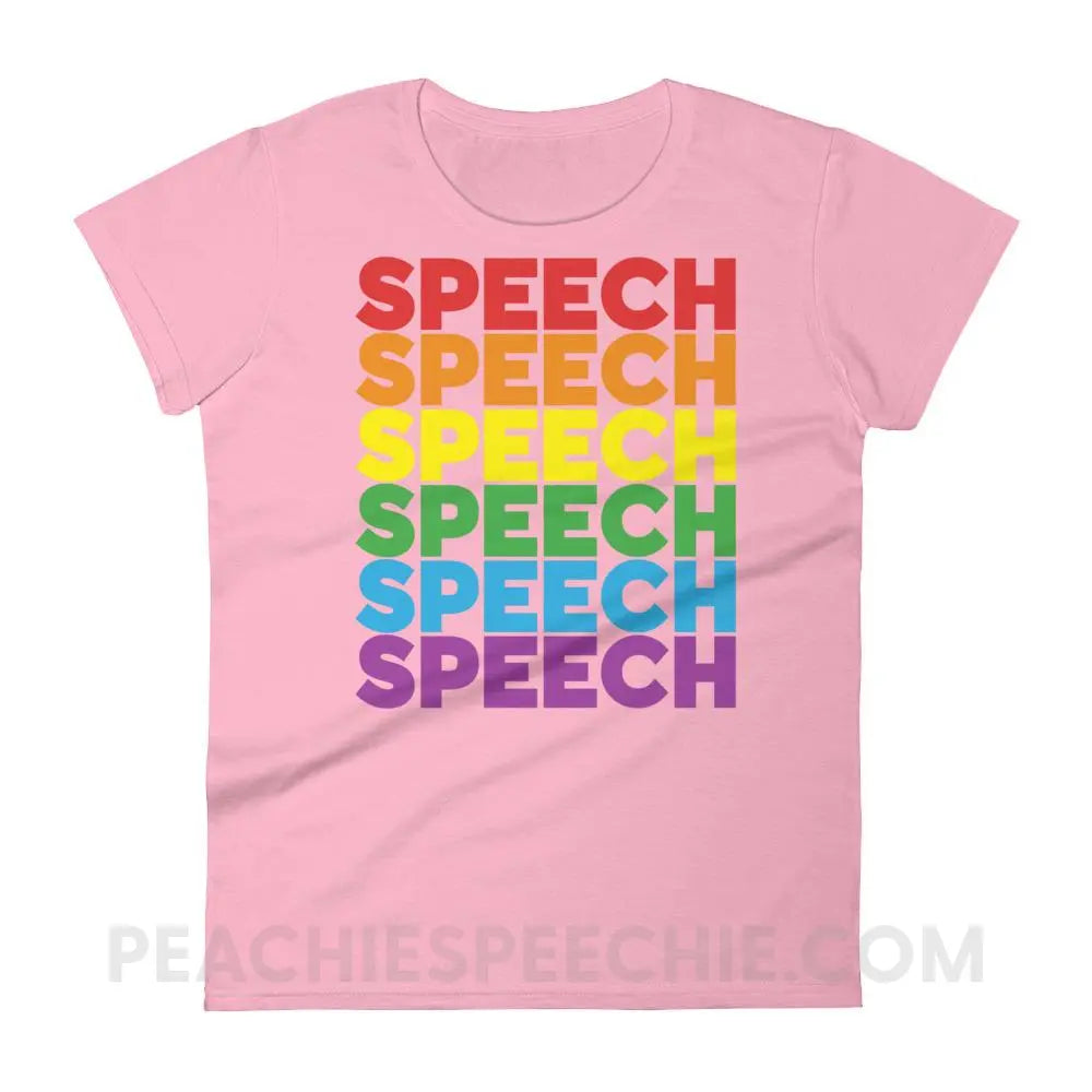 Rainbow Speech Women’s Trendy Tee - Charity Pink / S - T-Shirts & Tops peachiespeechie.com