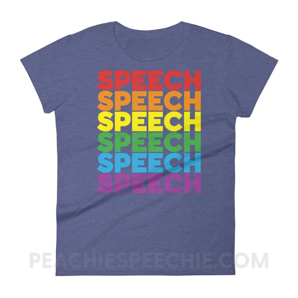 Rainbow Speech Women’s Trendy Tee - Heather Blue / S - T-Shirts & Tops peachiespeechie.com