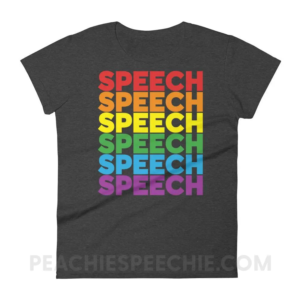 Rainbow Speech Women’s Trendy Tee - Heather Dark Grey / S - T-Shirts & Tops peachiespeechie.com