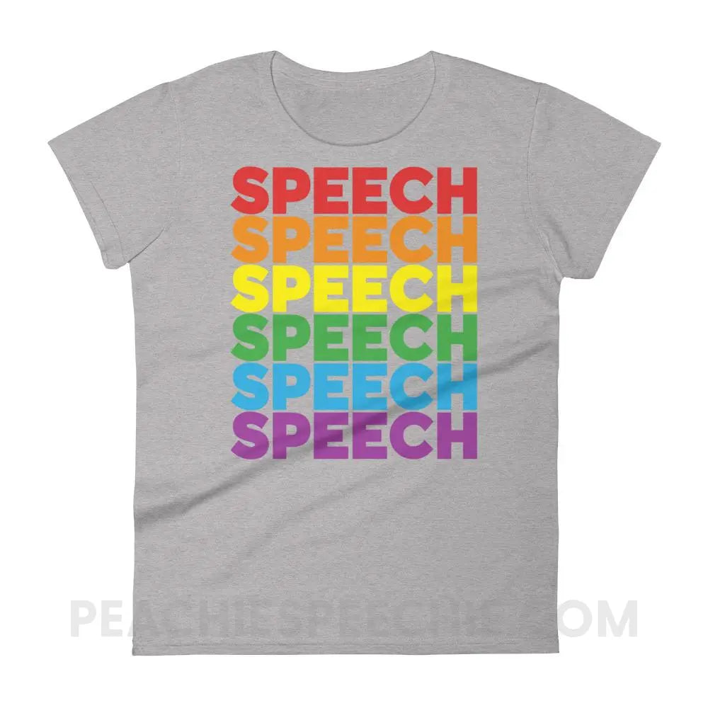 Rainbow Speech Women’s Trendy Tee - Heather Grey / S - T-Shirts & Tops peachiespeechie.com