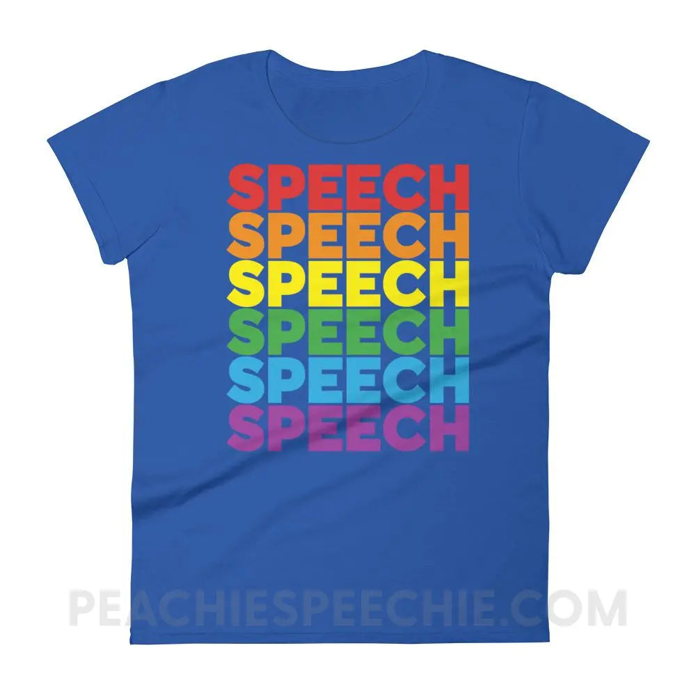 Rainbow Speech Women’s Trendy Tee - Royal Blue / S - T-Shirts & Tops peachiespeechie.com