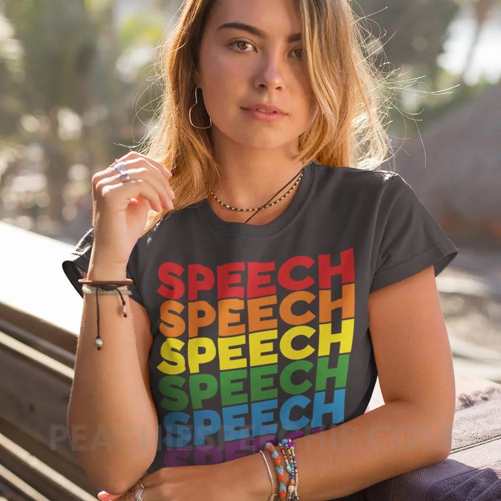 Rainbow Speech Women’s Trendy Tee - T-Shirts & Tops peachiespeechie.com