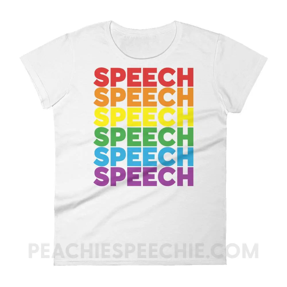 Rainbow Speech Women’s Trendy Tee - White / S - T-Shirts & Tops peachiespeechie.com