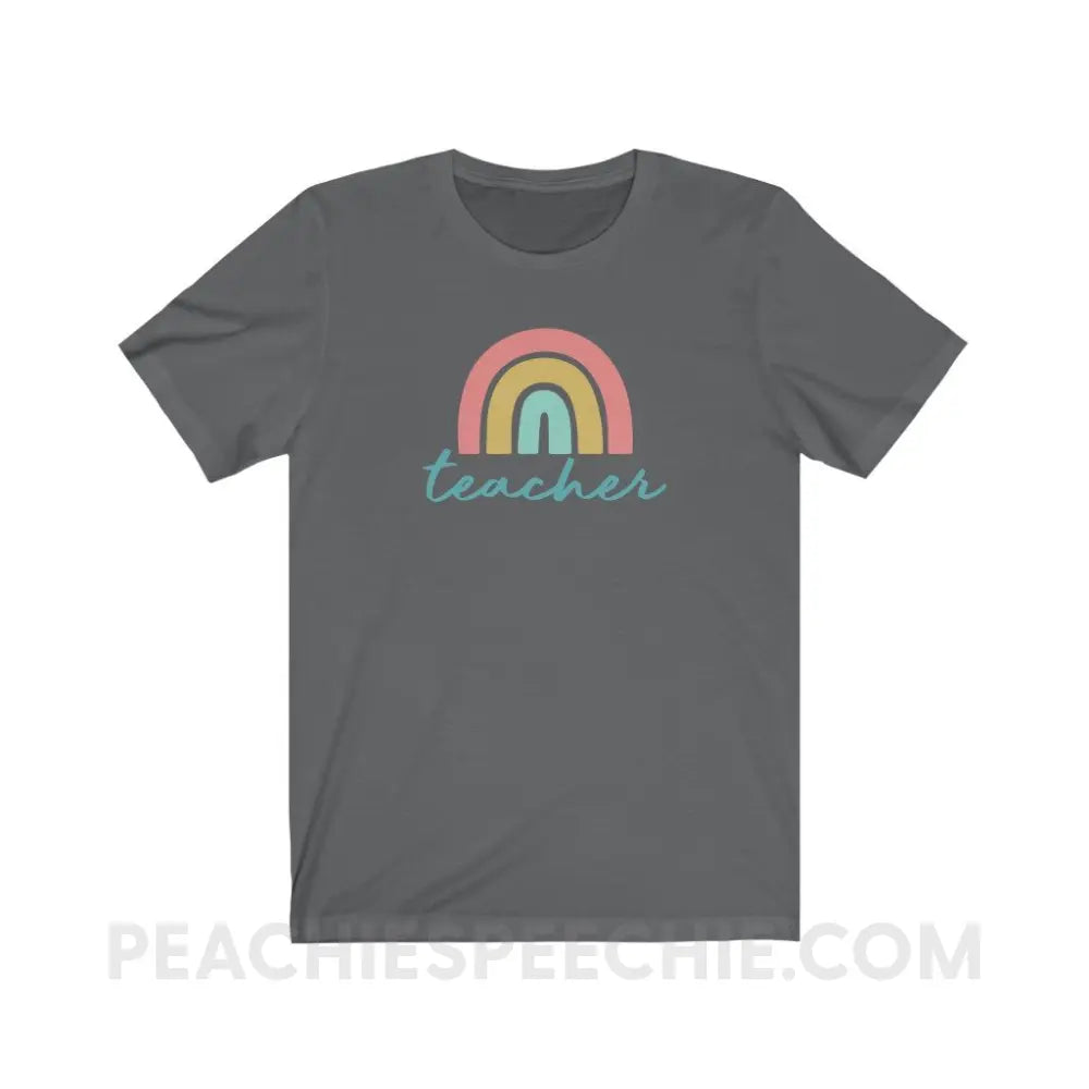 Rainbow Teacher Premium Soft Tee - Asphalt / S - T-Shirt peachiespeechie.com