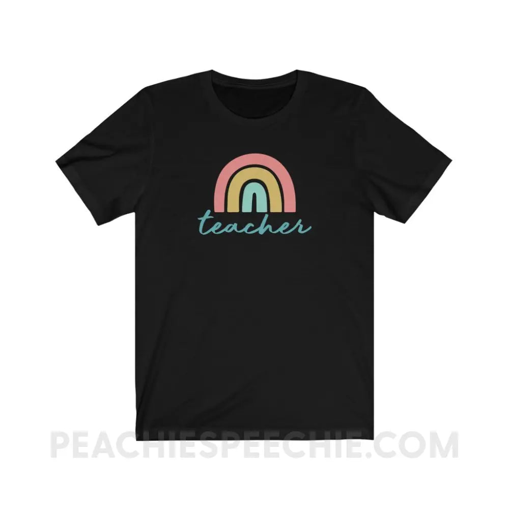 Rainbow Teacher Premium Soft Tee - Black / S - T-Shirt peachiespeechie.com