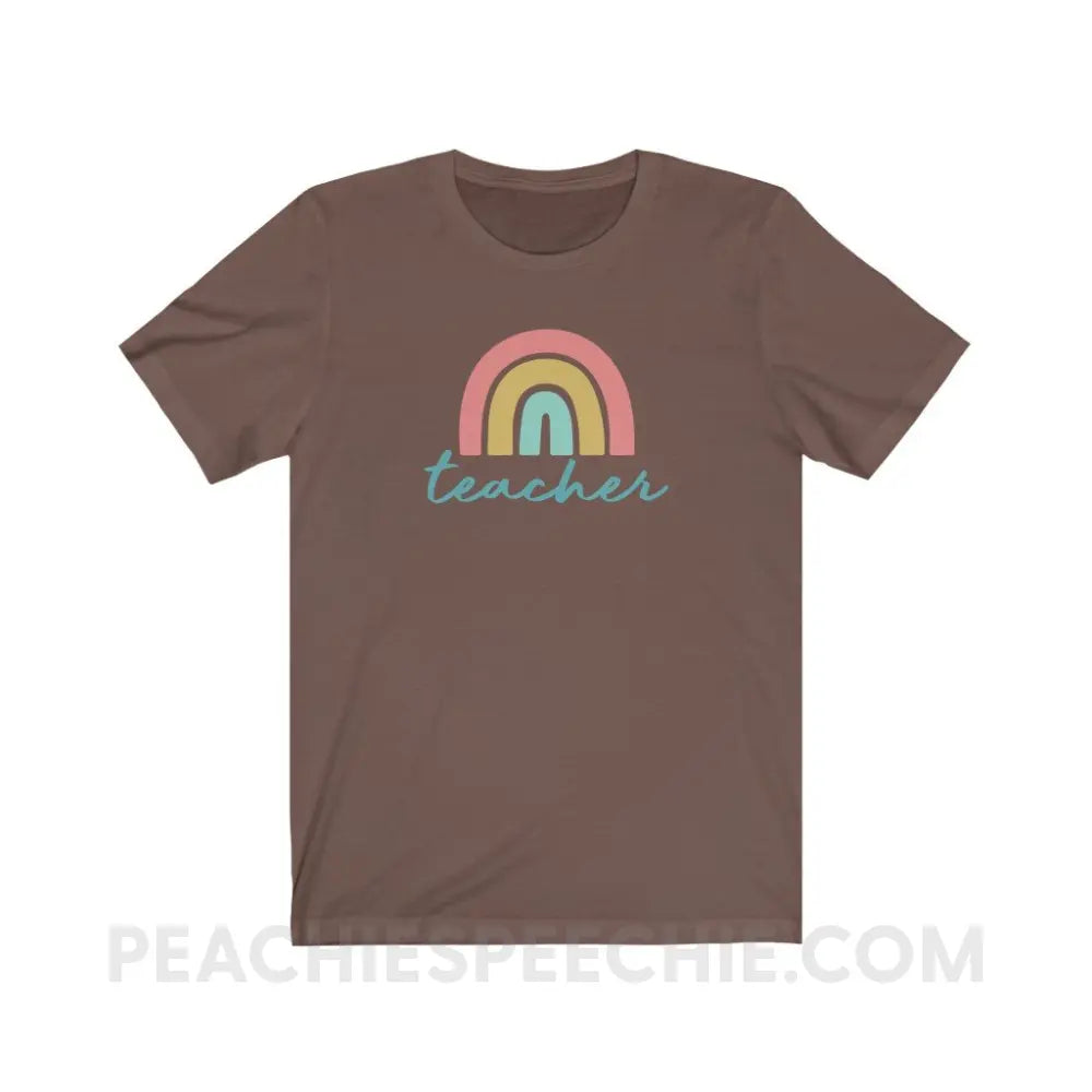 Rainbow Teacher Premium Soft Tee - Brown / S - T-Shirt peachiespeechie.com