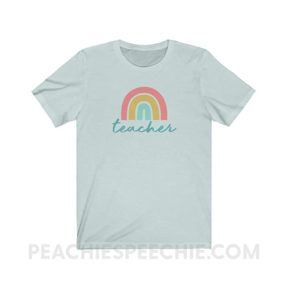 Rainbow Teacher Premium Soft Tee - Heather Ice Blue / S - T-Shirt peachiespeechie.com