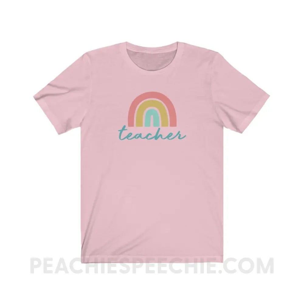 Rainbow Teacher Premium Soft Tee - Pink / M - T-Shirt peachiespeechie.com