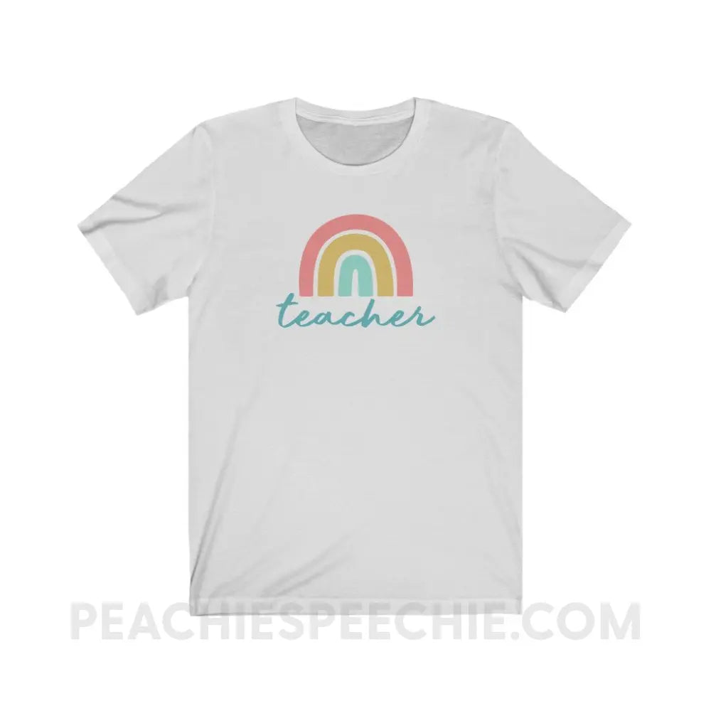 Rainbow Teacher Premium Soft Tee - Ash / S - T-Shirt peachiespeechie.com