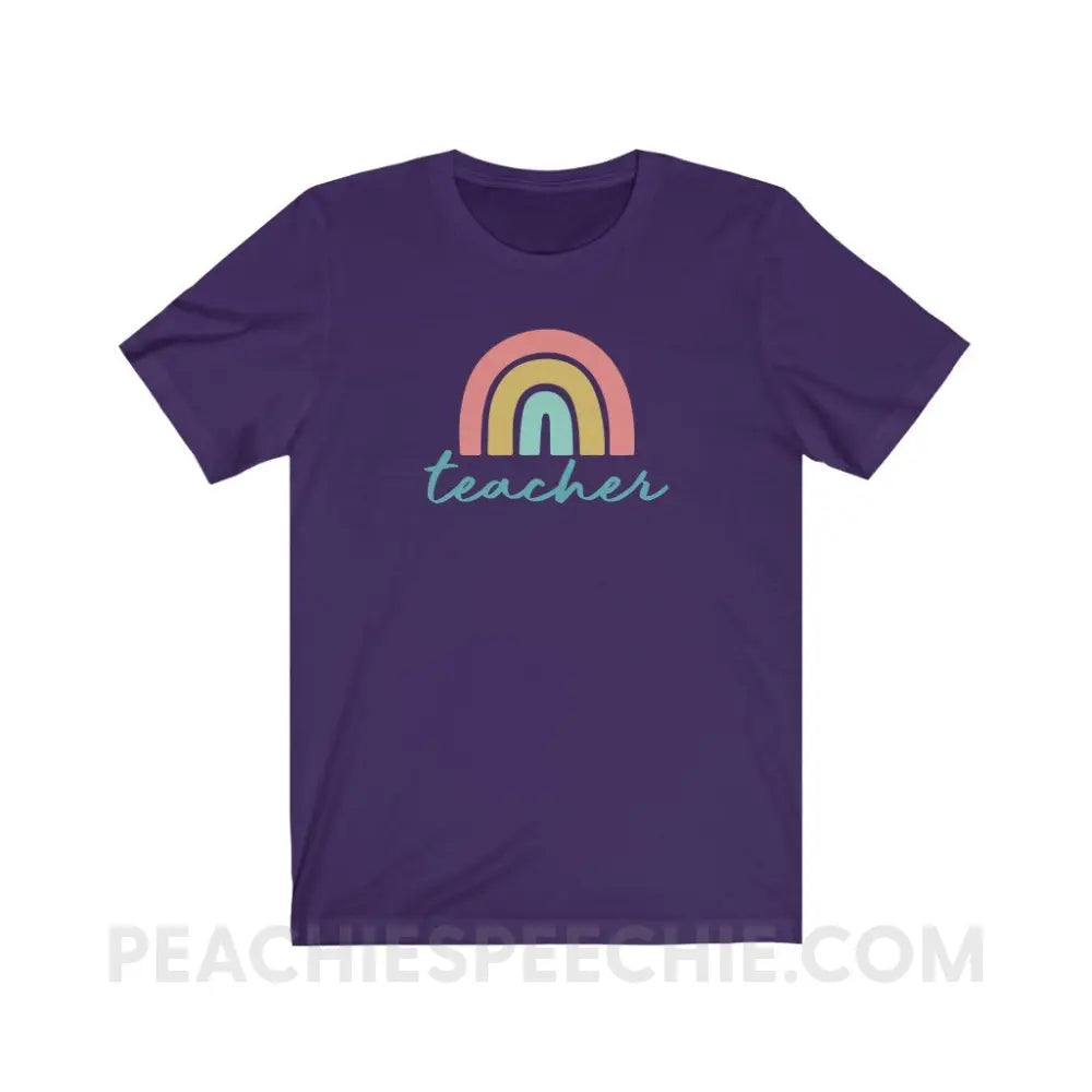 Rainbow Teacher Premium Soft Tee - Team Purple / S - T-Shirt peachiespeechie.com