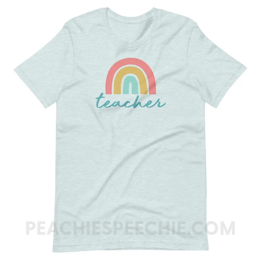 Rainbow Teacher Premium Soft Tee - Heather Prism Ice Blue / S - T-Shirt peachiespeechie.com