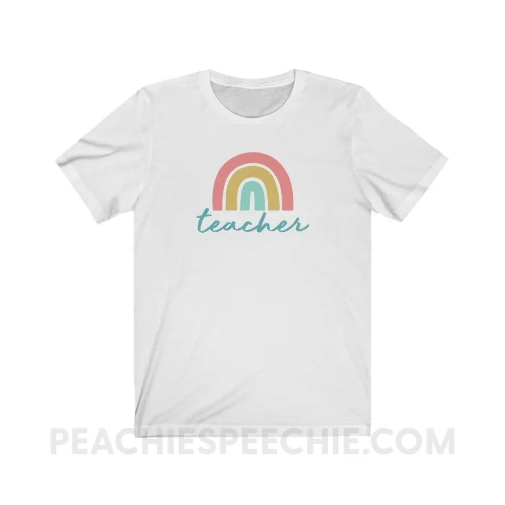 Rainbow Teacher Premium Soft Tee - White / S - T-Shirt peachiespeechie.com