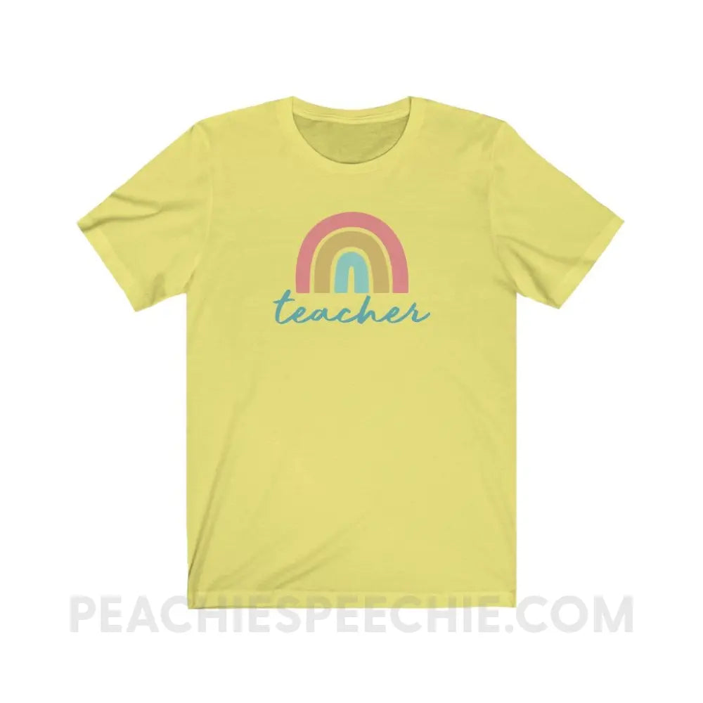 Rainbow Teacher Premium Soft Tee - Yellow / S - T-Shirt peachiespeechie.com