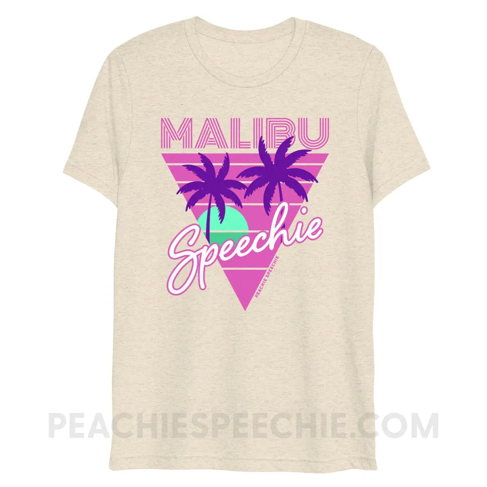 Retro Malibu Speechie Tri-Blend Tee - Oatmeal Triblend / XS - peachiespeechie.com
