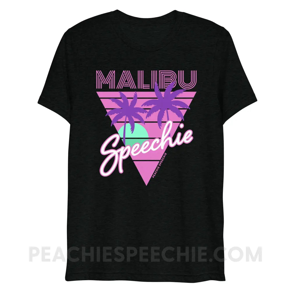 Retro Malibu Speechie Tri-Blend Tee - Solid Black Triblend / XS - peachiespeechie.com