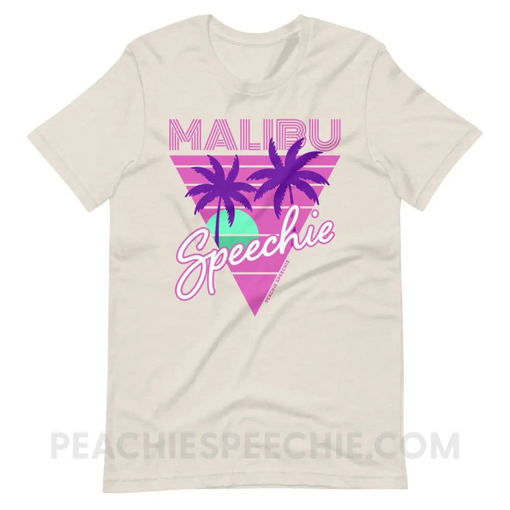Retro Malibu Speechie Premium Soft Tee - Heather Dust / S - peachiespeechie.com
