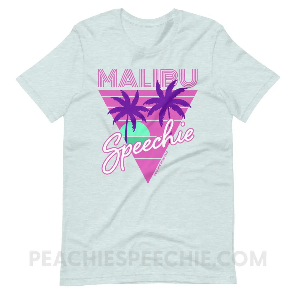 Retro Malibu Speechie Premium Soft Tee - Heather Prism Ice Blue / S - peachiespeechie.com