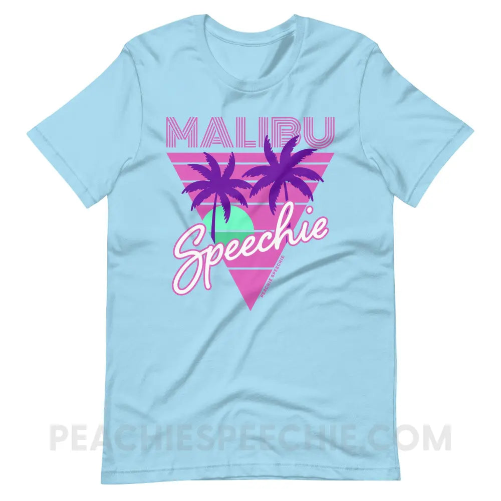 Retro Malibu Speechie Premium Soft Tee - Ocean Blue / S - peachiespeechie.com