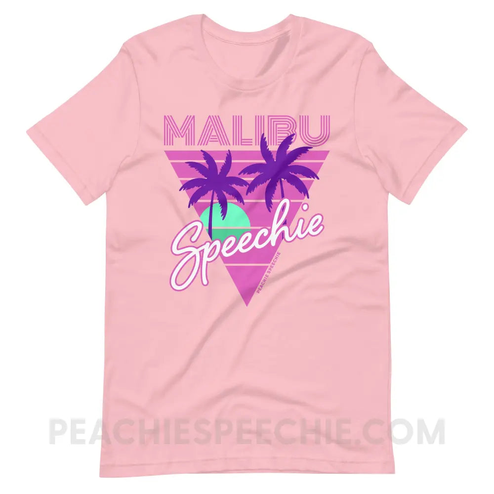 Retro Malibu Speechie Premium Soft Tee - Pink / S - peachiespeechie.com