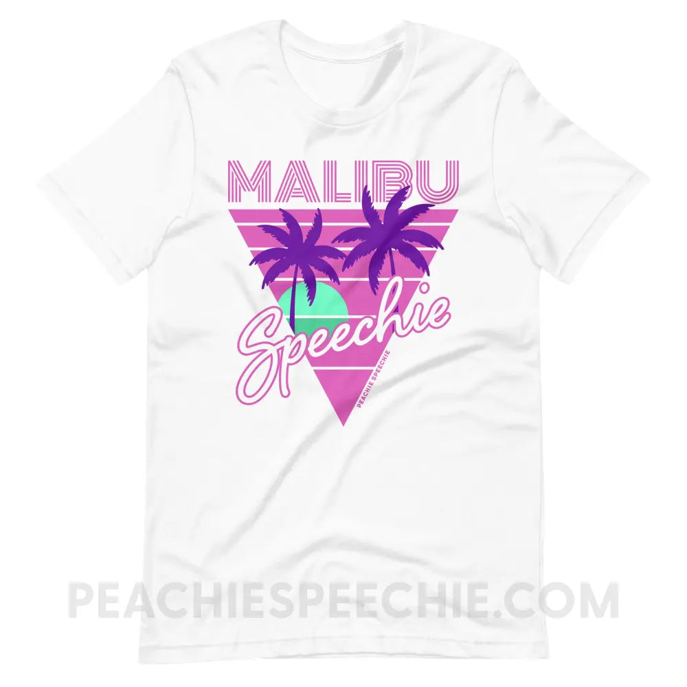 Retro Malibu Speechie Premium Soft Tee - White / S - peachiespeechie.com