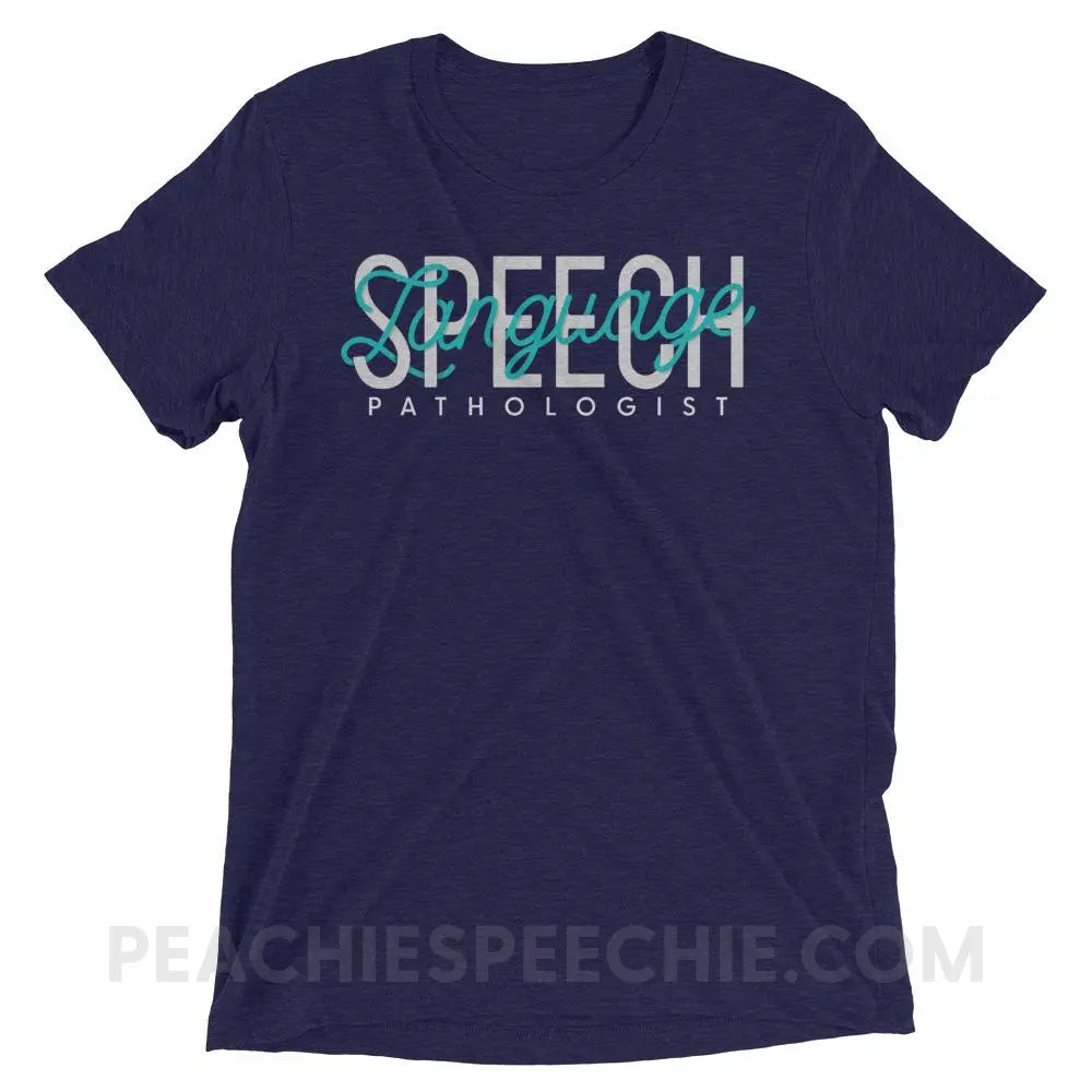 Retro Speech Language Pathologist Tri-Blend Tee - Navy Triblend / XS - T-Shirts & Tops peachiespeechie.com
