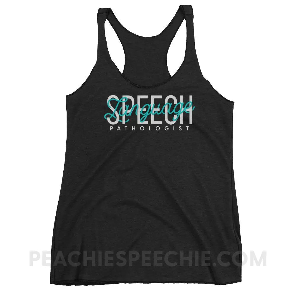 Retro Speech Language Pathologist Tri-Blend Racerback - Vintage Black / XS - T-Shirts & Tops peachiespeechie.com