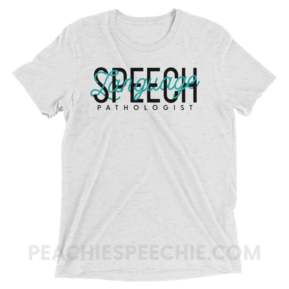 Retro Speech Language Pathologist Tri-Blend Tee - White Fleck Triblend / XS - T-Shirts & Tops peachiespeechie.com