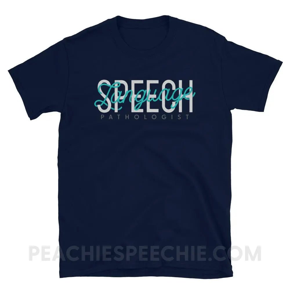 Retro Speech Language Pathologist Classic Tee - Navy / S - T-Shirts & Tops peachiespeechie.com