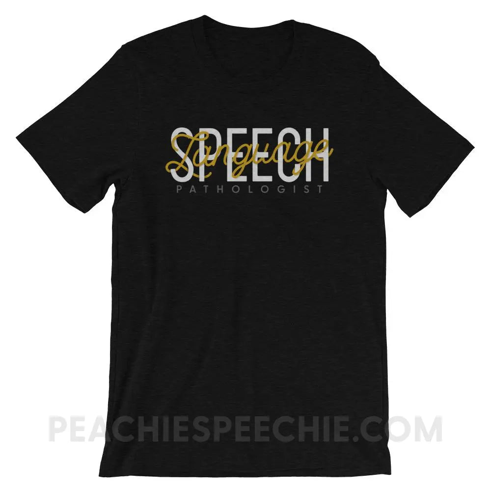 Retro Speech Language Pathologist Premium Soft Tee - Black Heather / XS - T-Shirts & Tops peachiespeechie.com