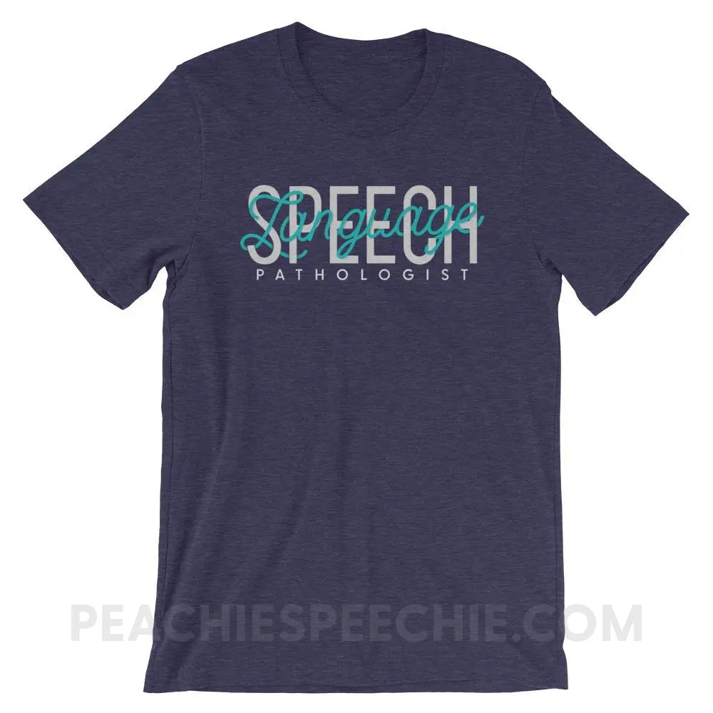 Retro Speech Language Pathologist Premium Soft Tee - Heather Midnight Navy / XS - T-Shirts & Tops peachiespeechie.com