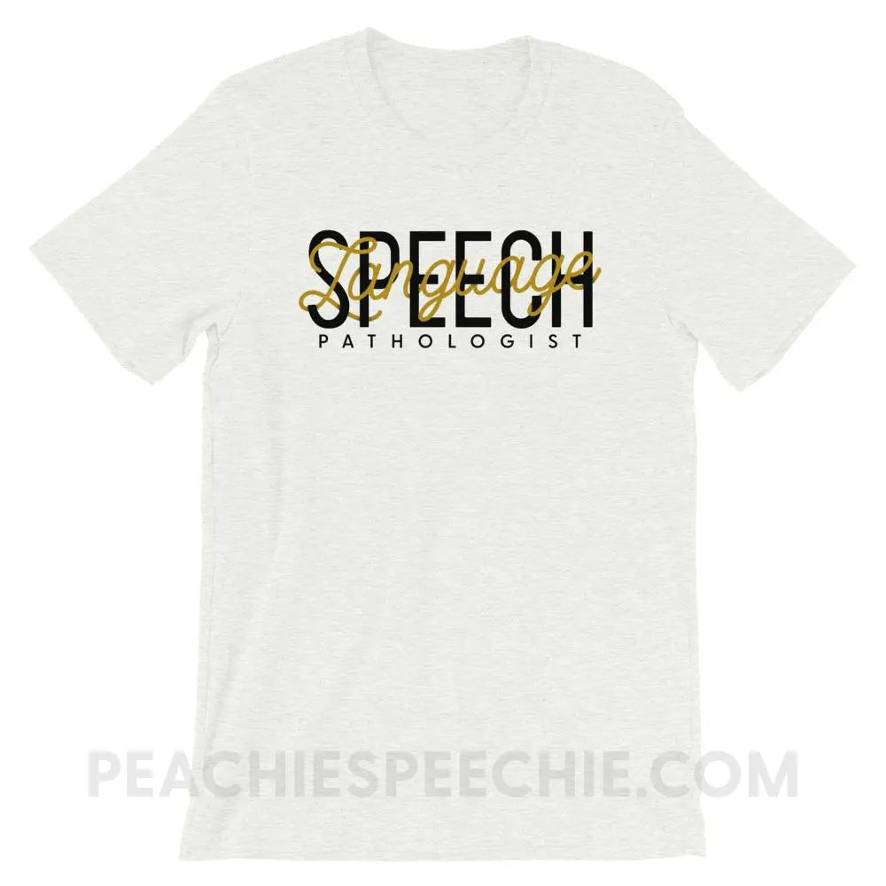 Retro Speech Language Pathologist Premium Soft Tee - Ash / S - T-Shirts & Tops peachiespeechie.com