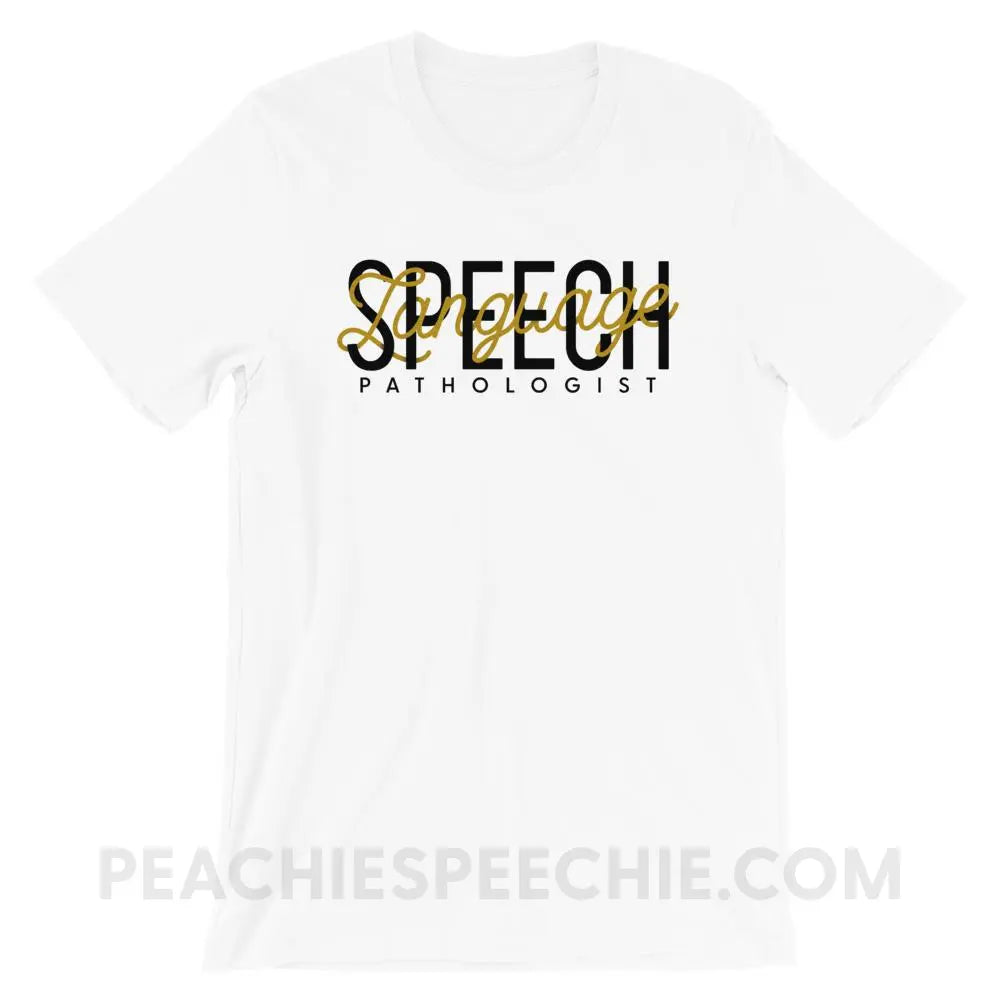 Retro Speech Language Pathologist Premium Soft Tee - White / S - T-Shirts & Tops peachiespeechie.com