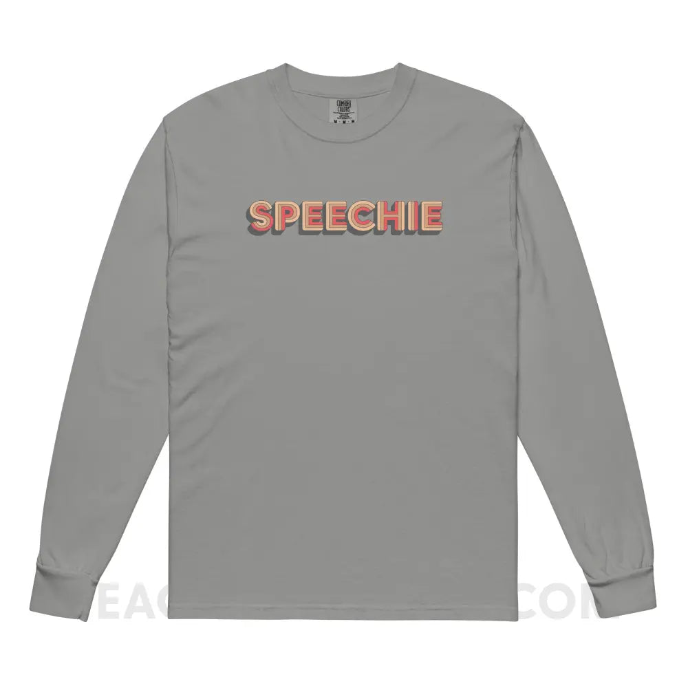 Retro Speechie Comfort Colors Long Sleeve - Grey / S - Long-sleeve peachiespeechie.com