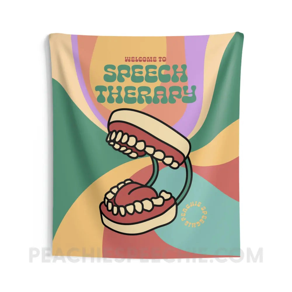 Retro Welcome To Speech Therapy Tapestry - 68 × 80 - Home Decor peachiespeechie.com